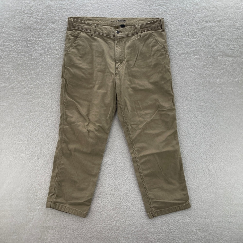 Carhartt Pants Mens 40x32 Beige Rugged Flex Canvas Workwear Y2K Outdoor Grunge